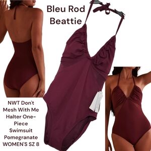 Bleu Rod Beattie Don't Mesh With Me Halter One Piece Swimsuit Purple women's 8